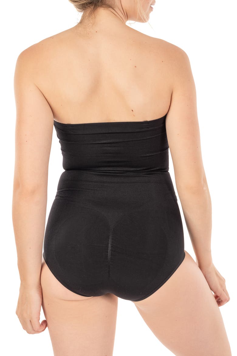 Seamless Strapless Bodysuit, Alternate, color, BLACK