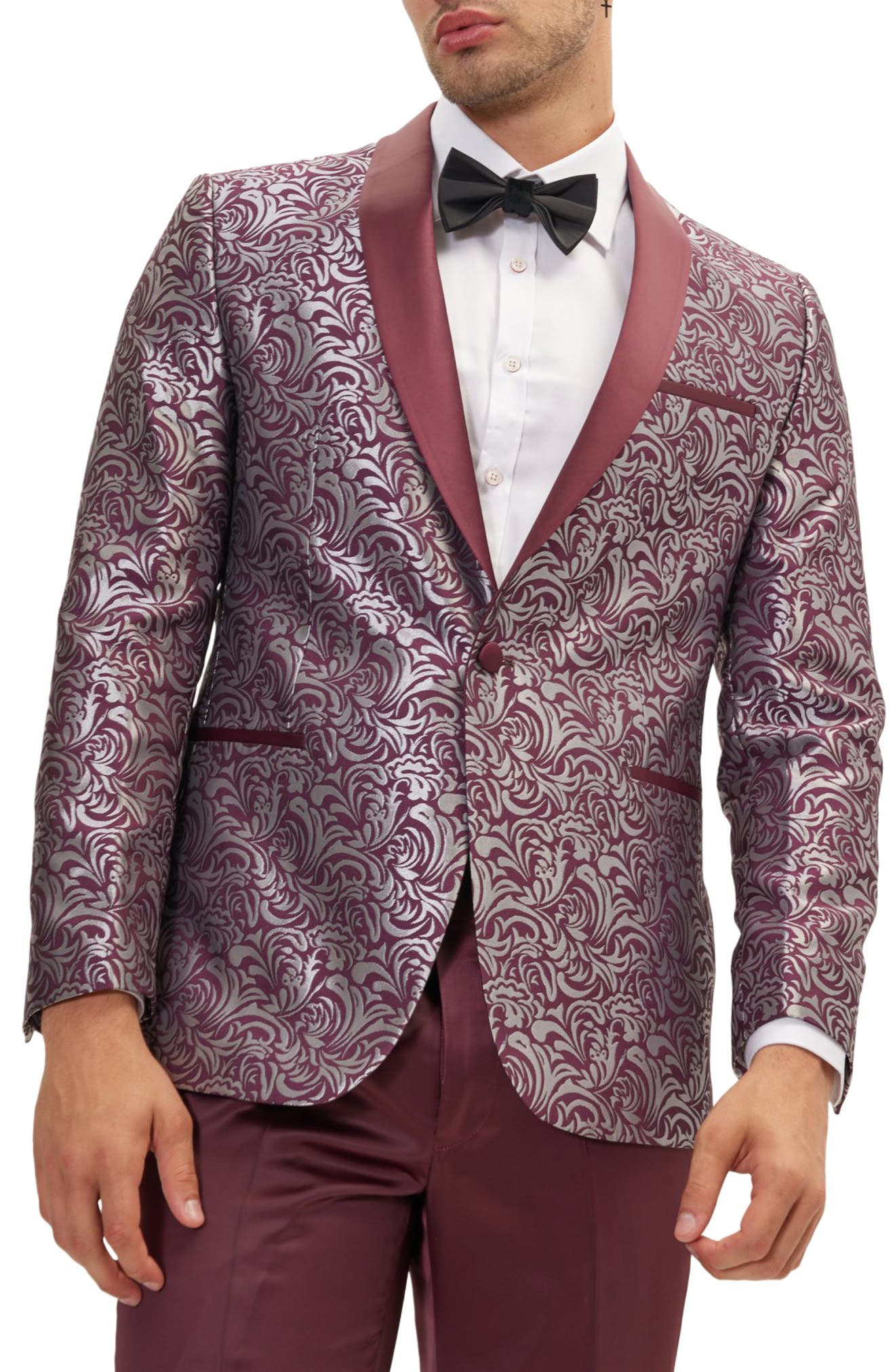 RON TOMSON Metallic Paisley Pattern Tuxedo Jacket