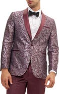 RON TOMSON Metallic Paisley Pattern Tuxedo Jacket