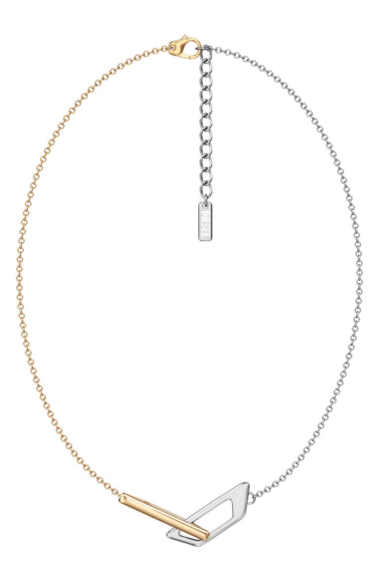 DIESEL<sup>®</sup> Two-Tone Logo Chain Necklace, Main, color, Two Tone