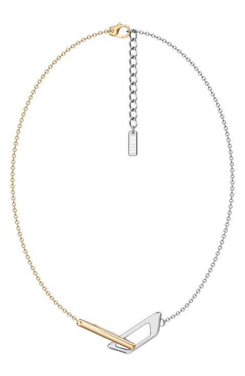 Two-Tone Logo Chain Necklace