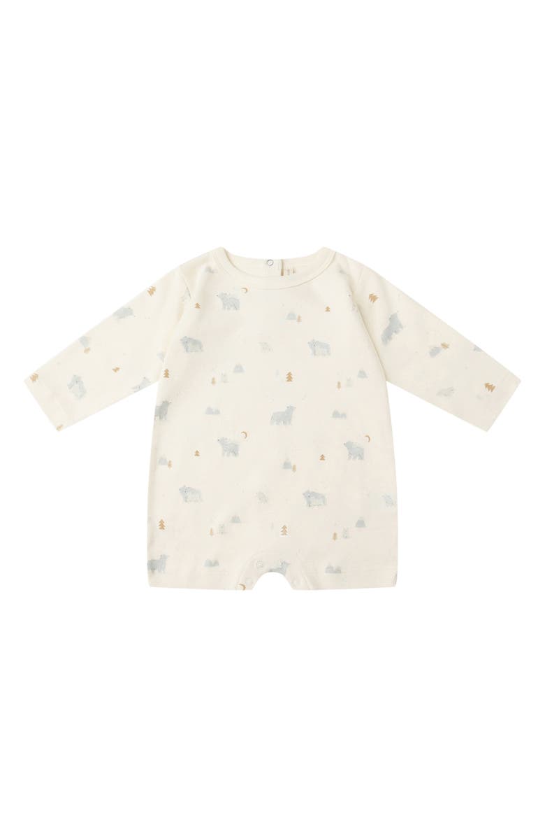 QUINCY MAE Polar Bear Print Organic Cotton Romper, Main, color, Ivory