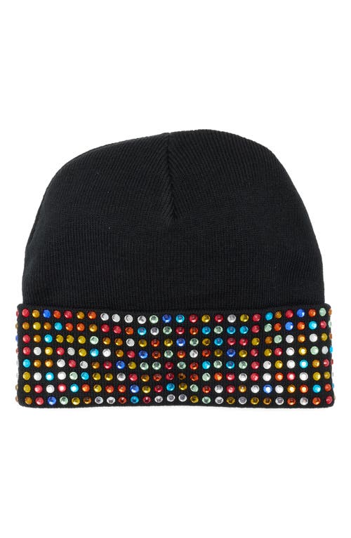 Kurt Geiger London Logo Patch Crystal Cuff Beanie In Multi