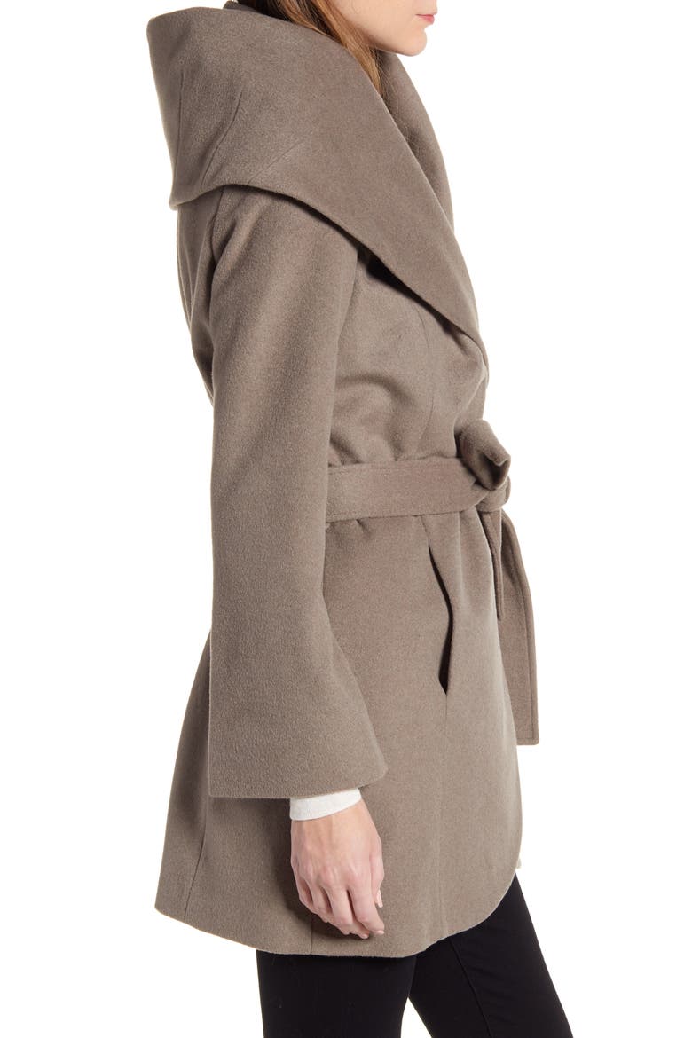 Wool Blend Wrap Coat, Alternate, color, PEBBLE