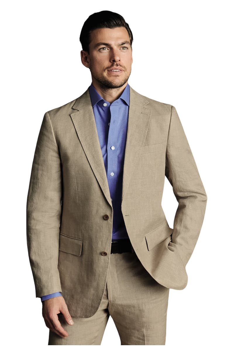 Charles Tyrwhitt Linen Slim Fit Jacket, Main, color, Taupe
