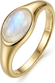 st. Moran 14k Yellow Gold Plated Moonstone Signet Ring