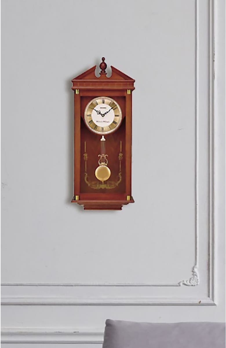 Seiko Regal Oak Pendulum Wall Clock, Alternate, color, Brown