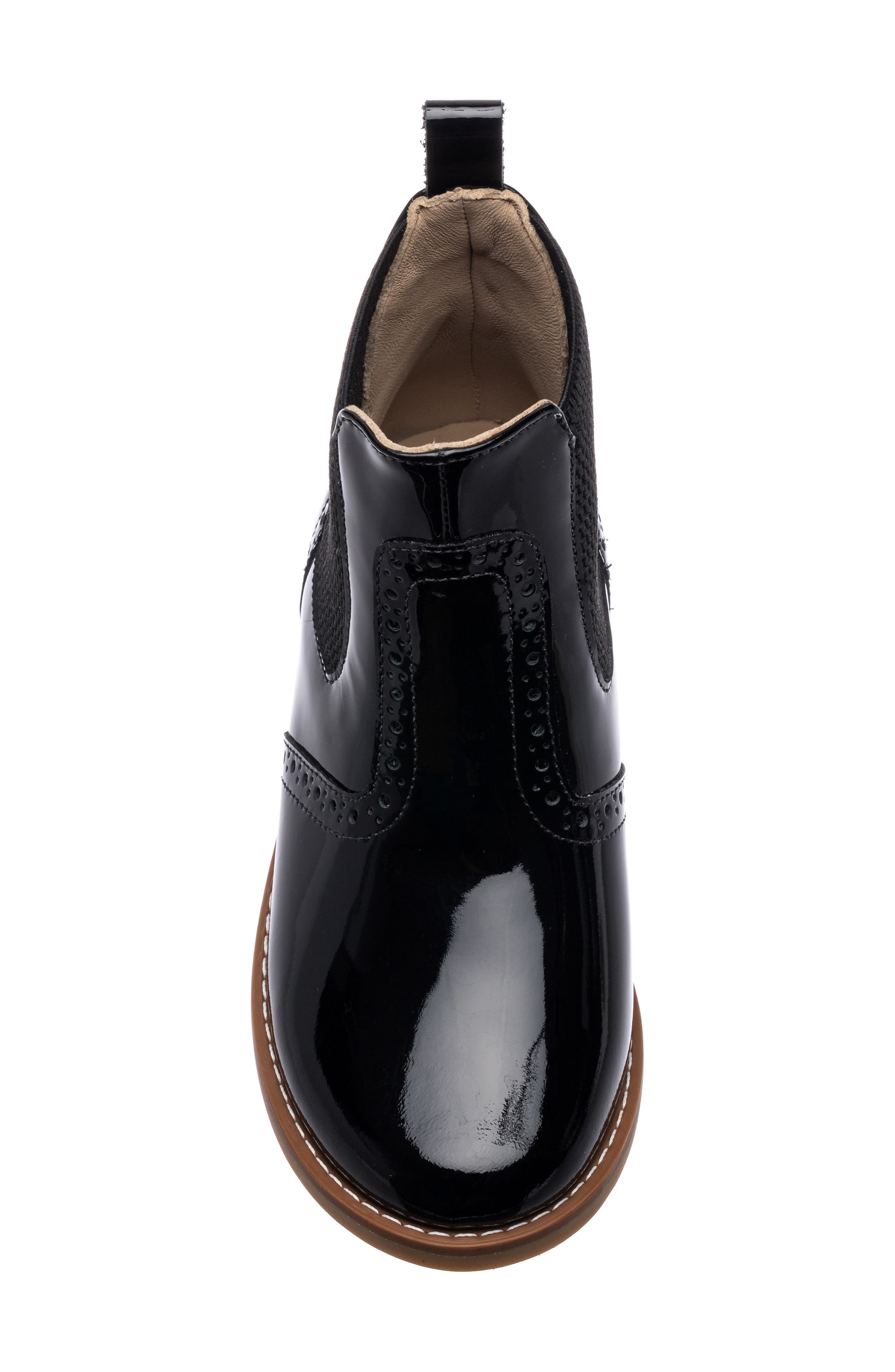 Elephantito Kids' Brogue Chelsea Boot, Alternate, color, Patent Black