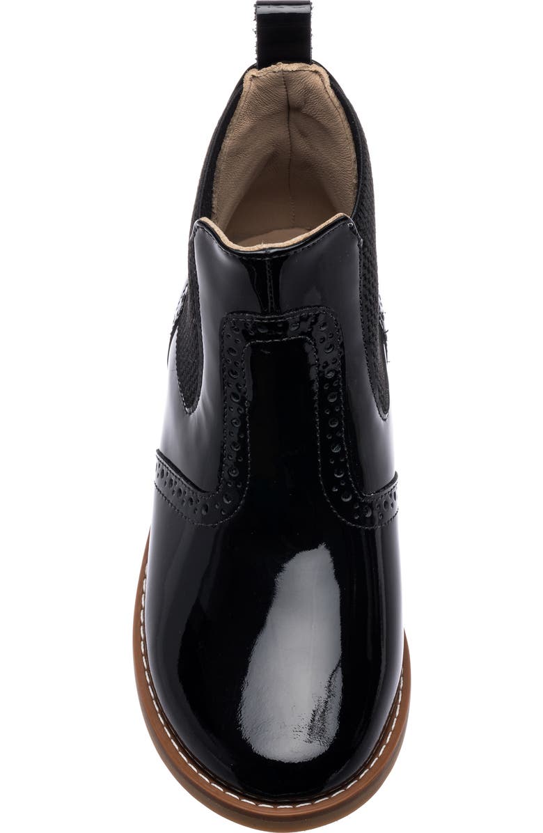 Elephantito Kids' Brogue Chelsea Boot, Alternate, color, Patent Black
