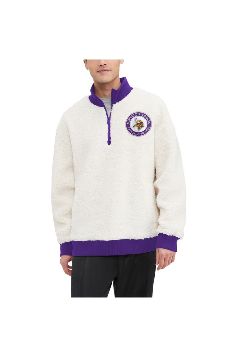 Men's Tommy Hilfiger  Cream Minnesota Vikings Jordan Sherpa Quarter-Zip Sweatshirt, Main, color, Cream