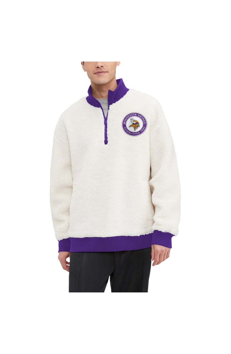 Tommy Hilfiger Men's Tommy Hilfiger Cream Minnesota Vikings Jordan Sherpa Quarter-Zip Sweatshirt, Main, color, Cream