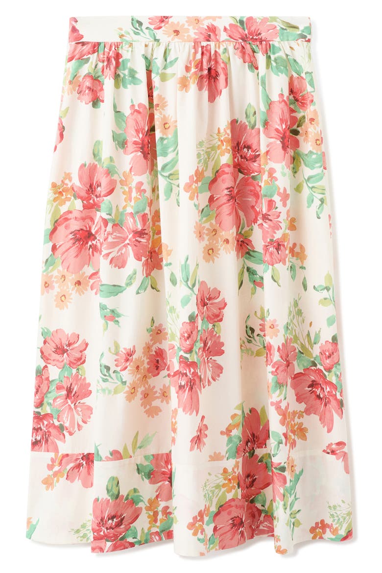 Floral Midi Skirt, Main, color, OFF WHITE