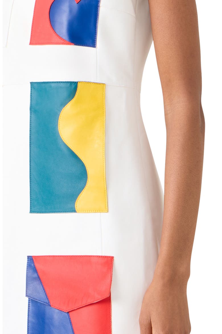 Paravent Patchwork Leather Sheath Dress, Alternate, color, ECRU MUTI COLOR