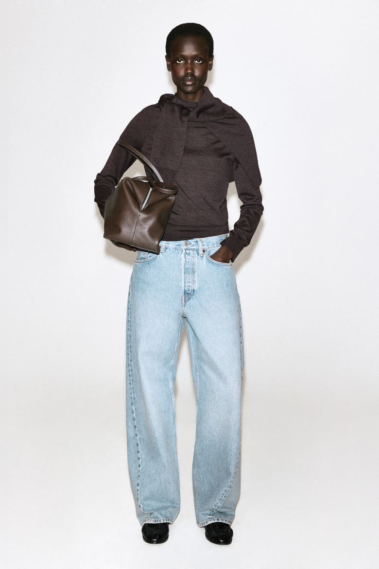 Merino Wool Funnel-neck Sweater, Alternate, color, BROWN MÉLANGE