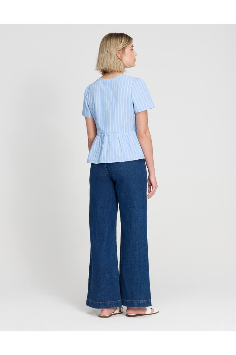 Bridie Stripe Cotton Tie Front  Top, Alternate, color, Blue Stripe