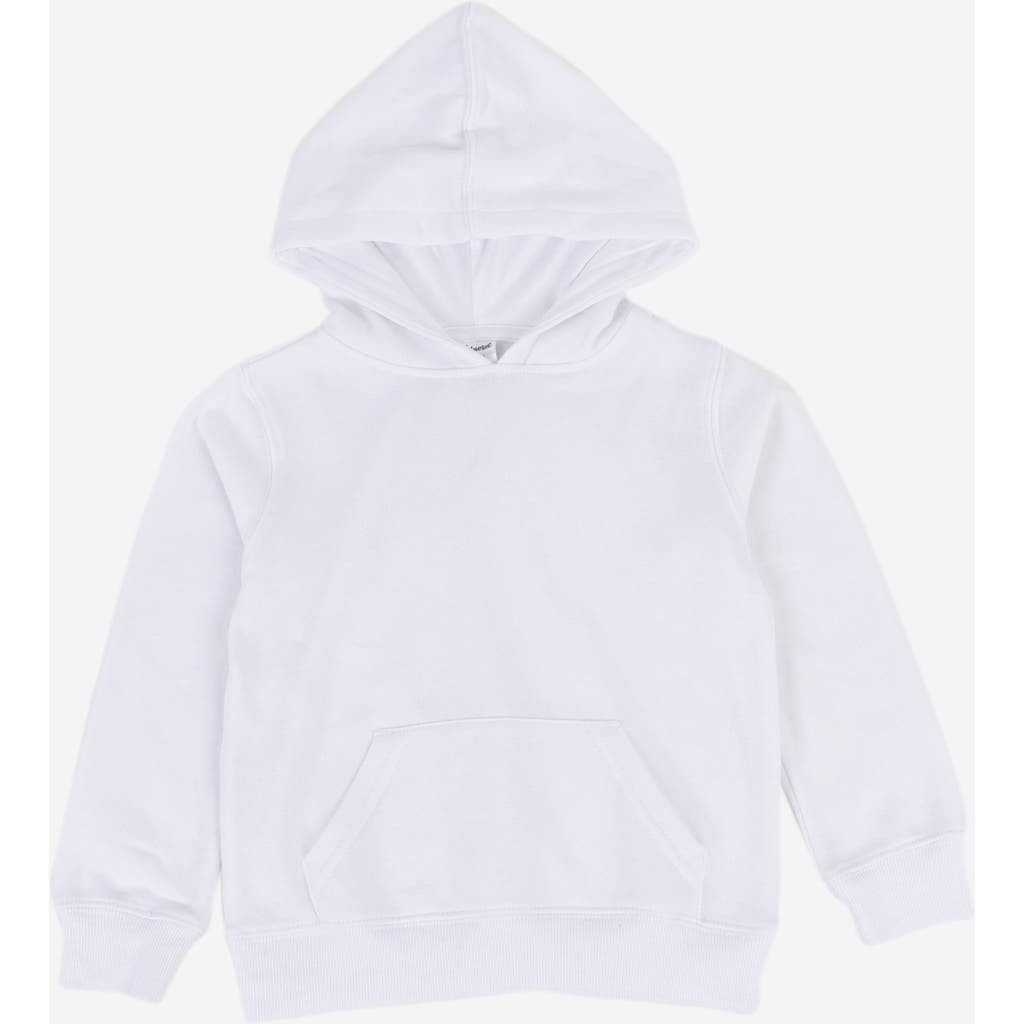 Leveret Kids Pullover Hoodie, Cotton Blend, Kangaroo Pocket, Solid Colors In White