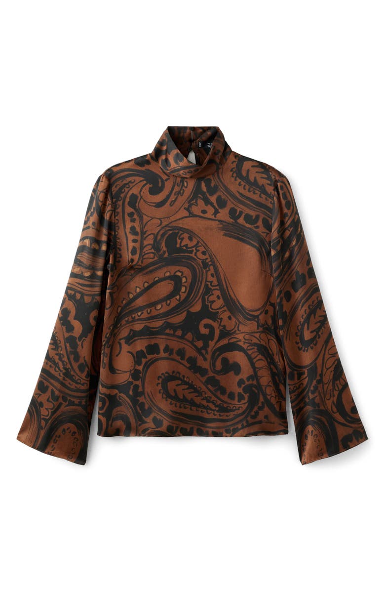 MANGO Paisley Print Satin Top, Alternate, color, Burnt Orange