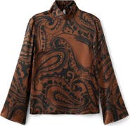 MANGO Paisley Print Satin Top