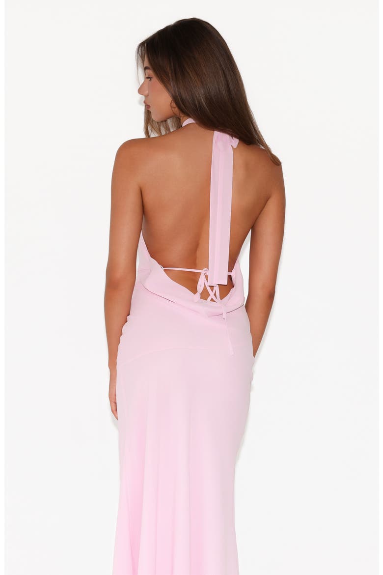 Zyla Halter Neck Georgette Gown, Alternate, color, PINK