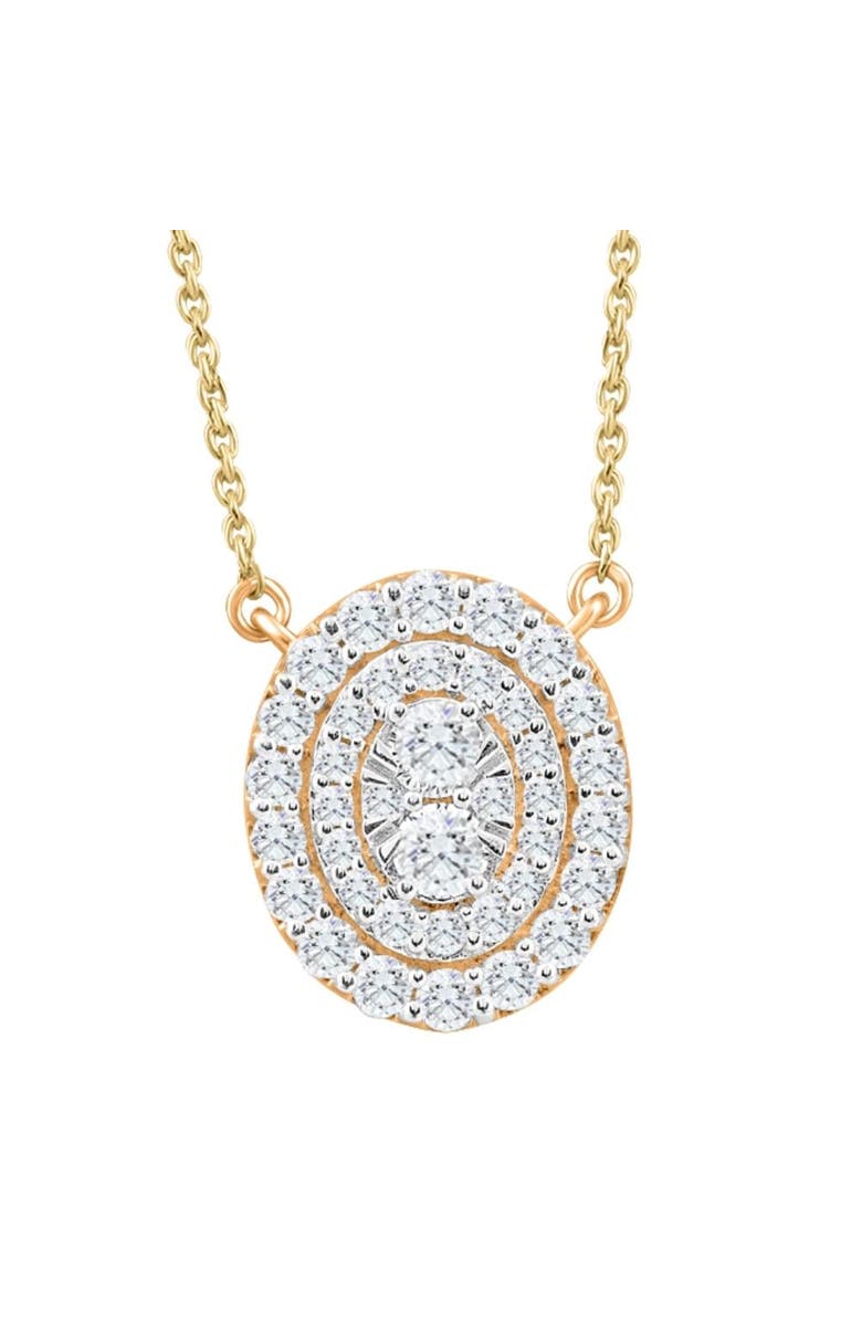 Bliss Diamond .85Ct Oval Diamond Halo Pendant Women's Gold Necklace 14mm Tall Lab Grown, Main, color, 10K Yellow Gold