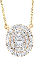 Bliss Diamond .85Ct Oval Diamond Halo Pendant Women's Gold Necklace 14mm Tall Lab Grown