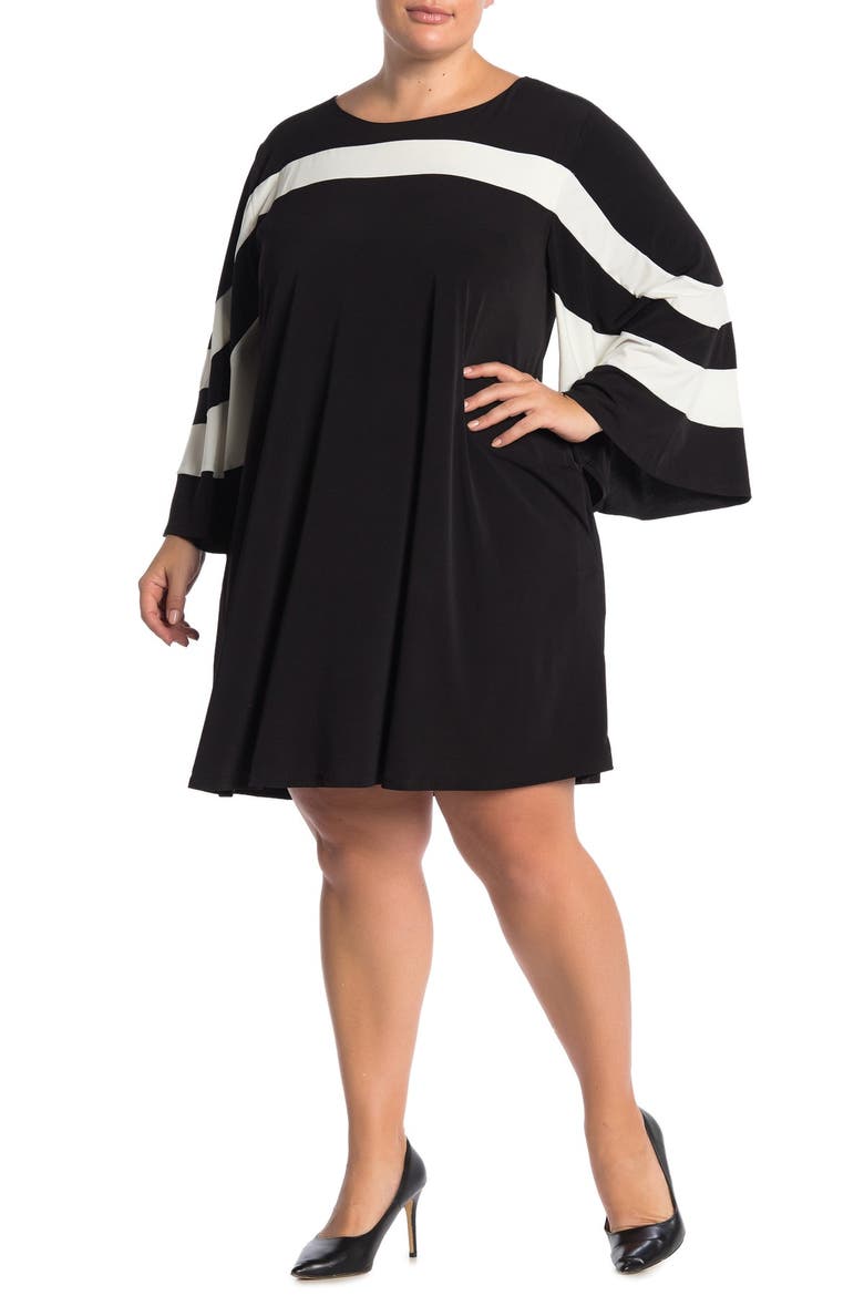 Jewel Neck Miracle Matte Jersey Dress, Main, color, BLACK/IVORY
