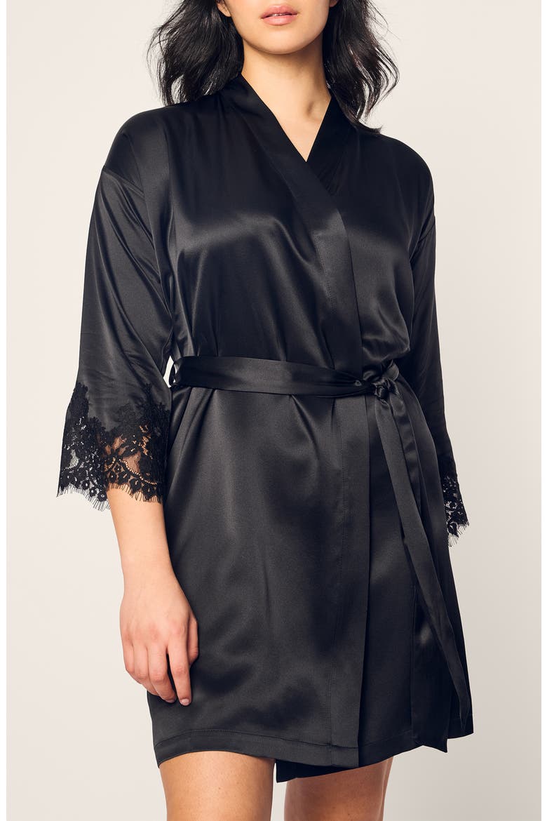Silk Lace Robe, Main, color, BLACK