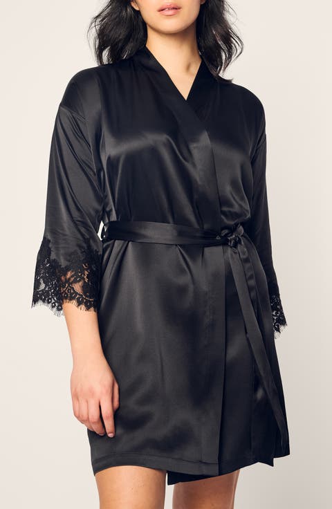 Lace Trim Mulberry Silk Robe