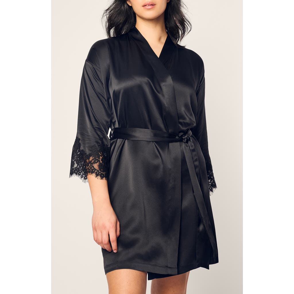 PETITE PLUME PETITE PLUME LACE TRIM MULBERRY SILK ROBE