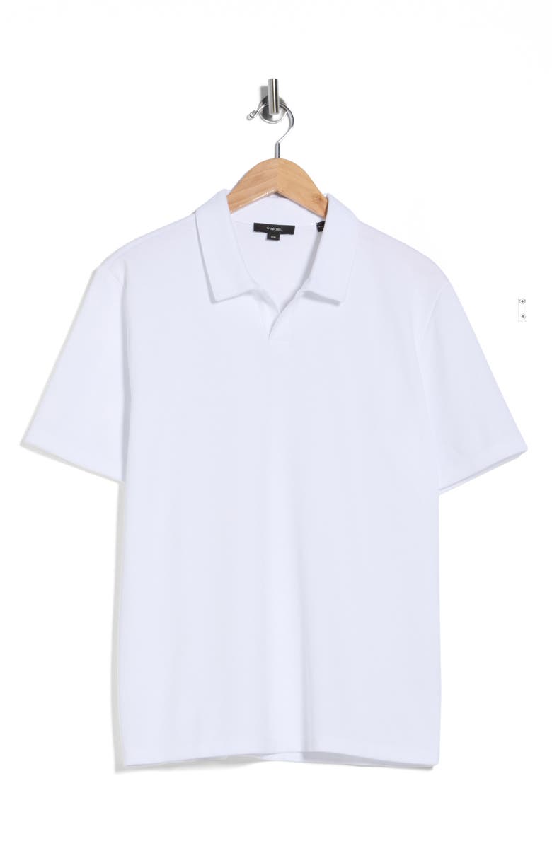 Vince Johnny Collar Piqué Polo, Alternate, color, Optic White
