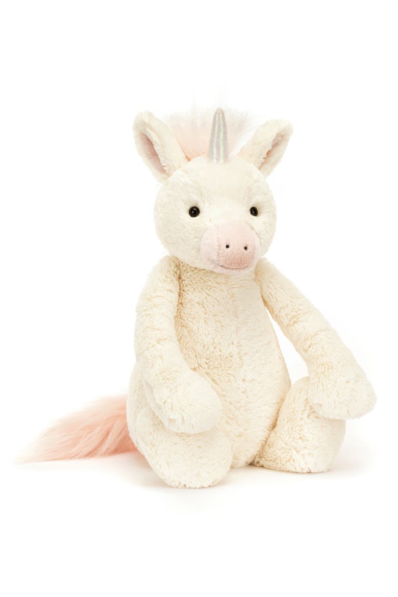 Big Bashful Unicorn Stuffed Animal, Main, color, WHITE