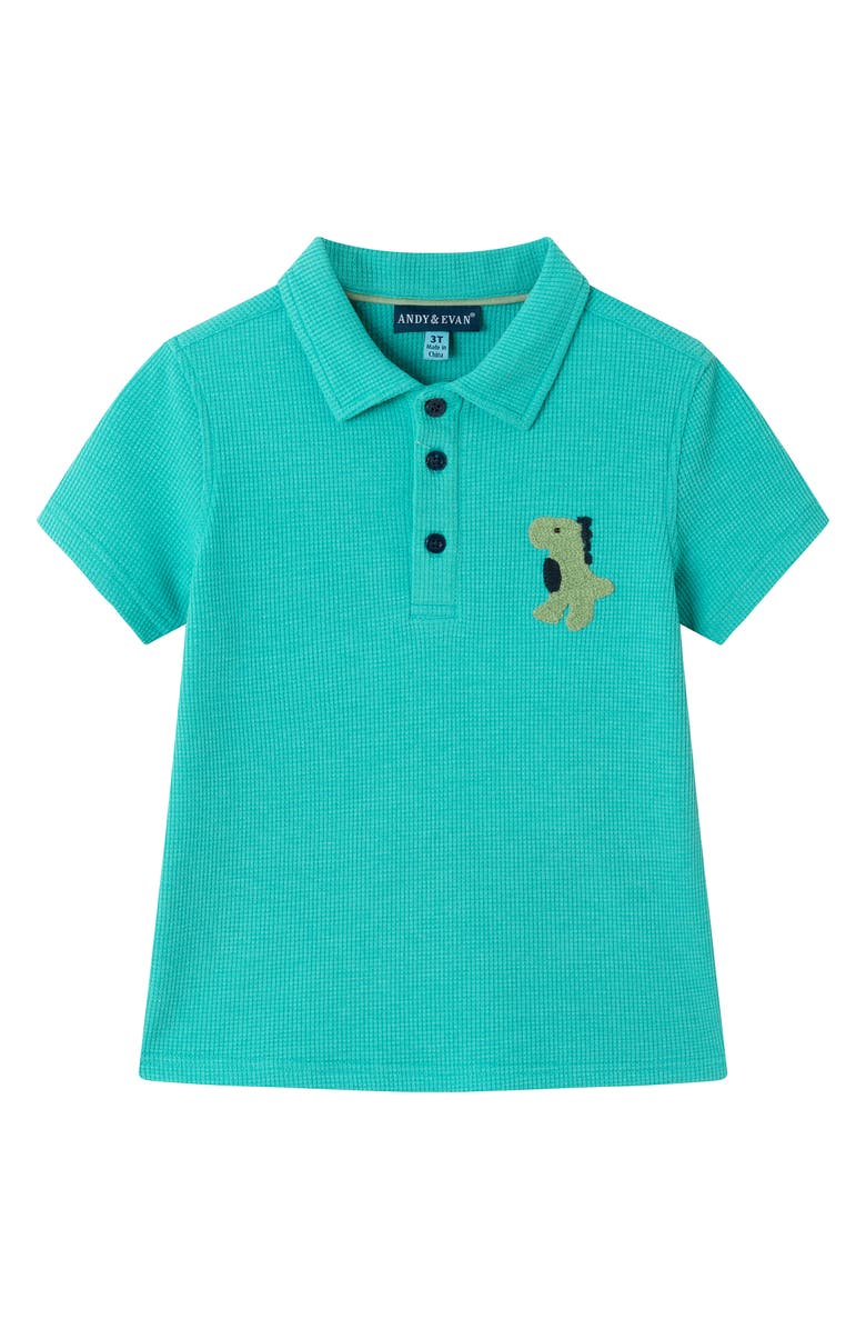 Andy & Evan Kids' French Terry Polo & Shorts Set, Alternate, color, Aqa