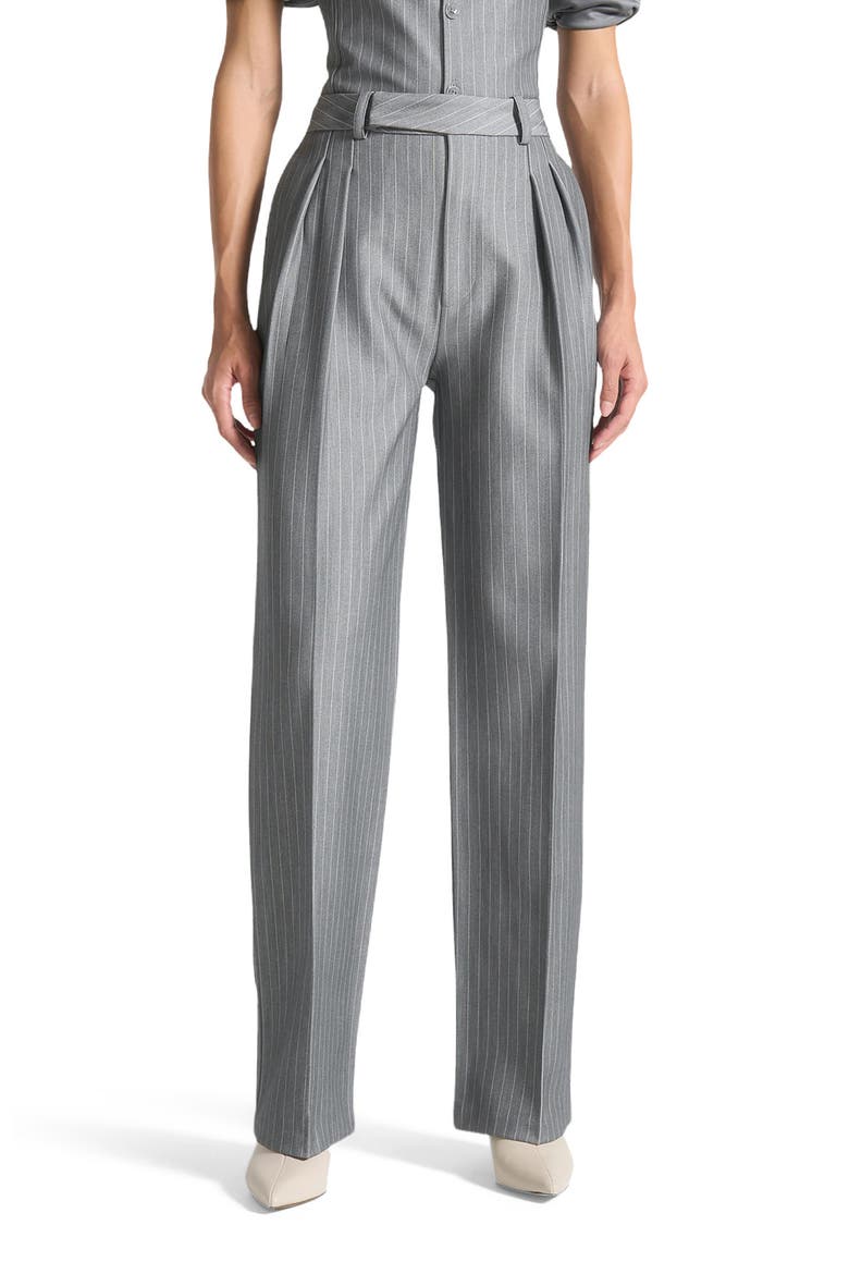 Julie Pinstripe Twin Pleat Tailored Trousers, Alternate, color, Grey
