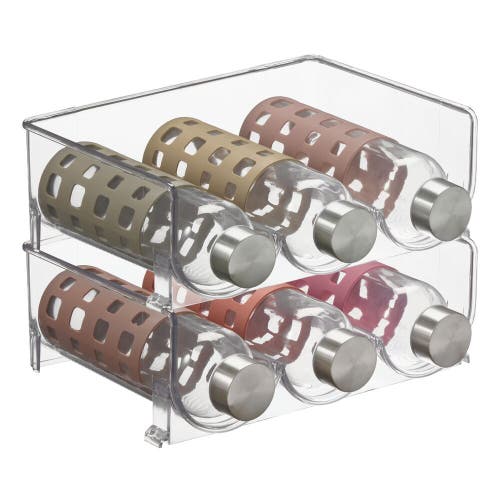 Mdesign Plastic Free-standing Stackable 3 Bottle Storage Rack, 2 Pack In Transparent