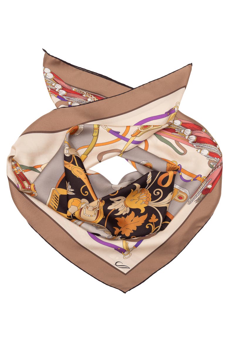 Sella Nobile - Silk Foulard for Women, Alternate, color, Tan