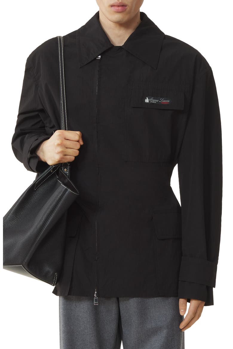 Short Parka In Technical Cotton, Alternate, color, Black