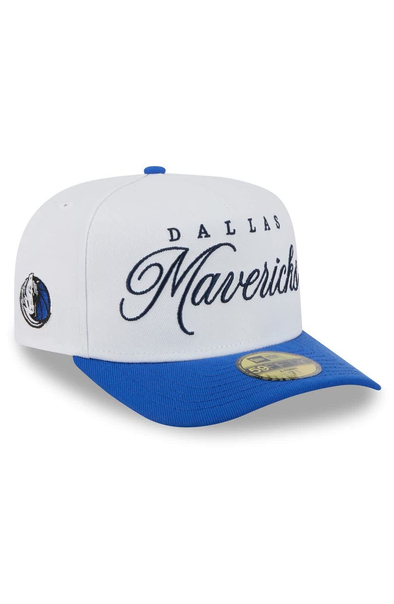 New Era Men's New Era White/Blue Dallas Mavericks 2025 NBA Draft A-Frame 59FIFTY Fitted Hat, Main, color, 