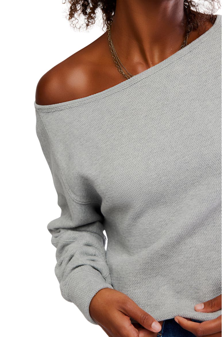 Jess One-Shoulder Thermal Top, Alternate, color, HEATHER GREY