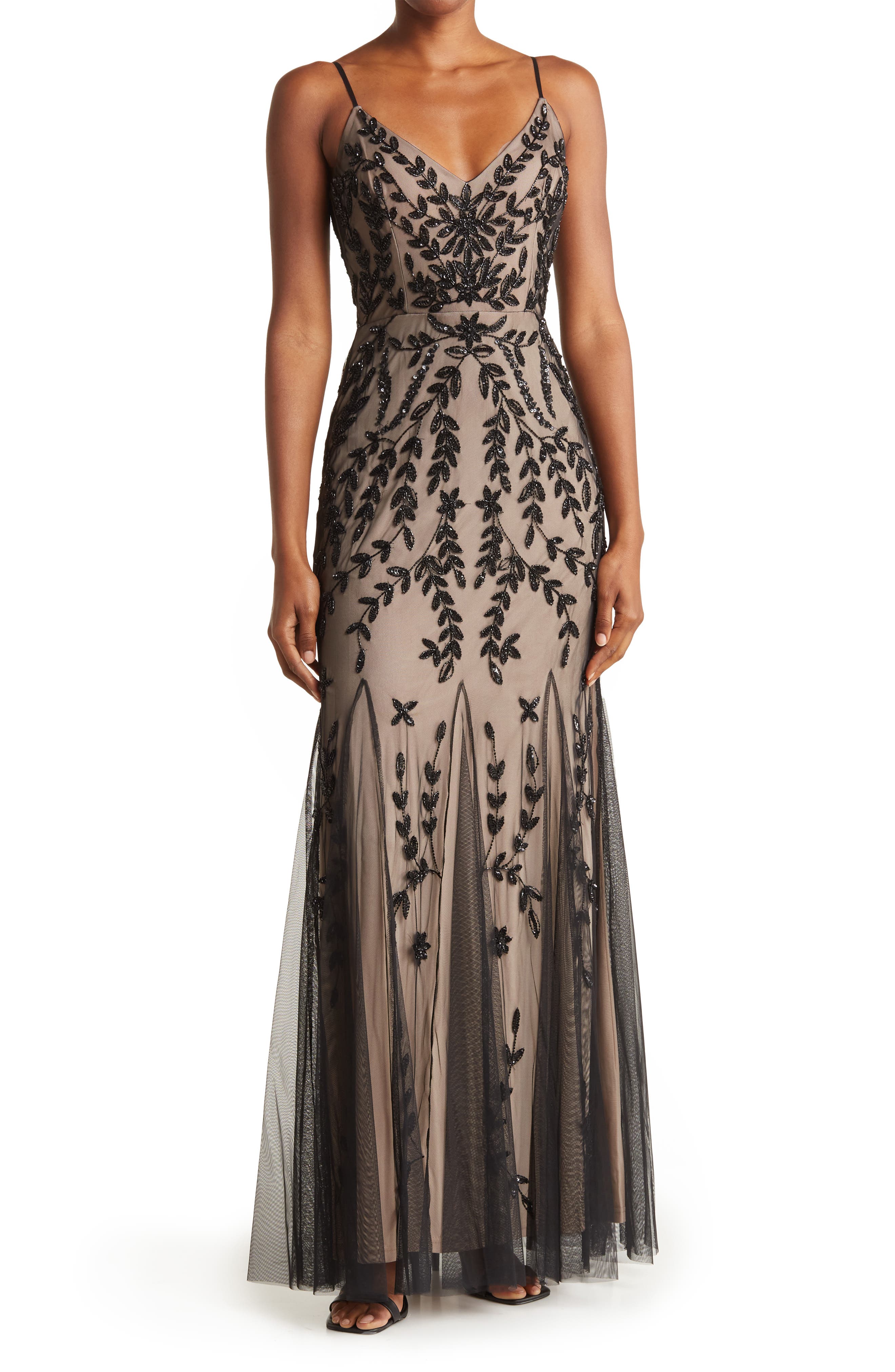 Marina Beaded V-Neck Gown