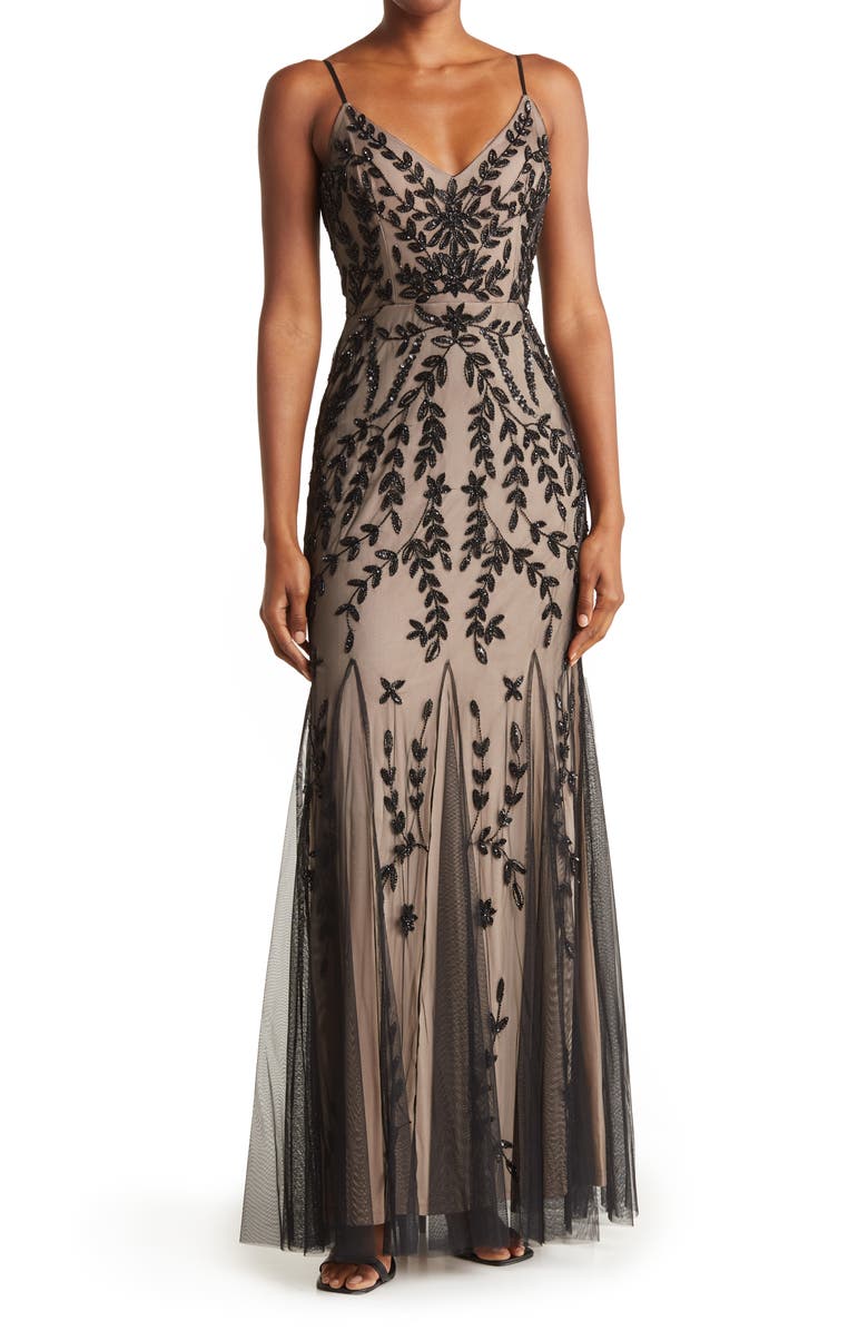 Beaded V-Neck Gown