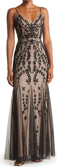 Beaded V-Neck Gown