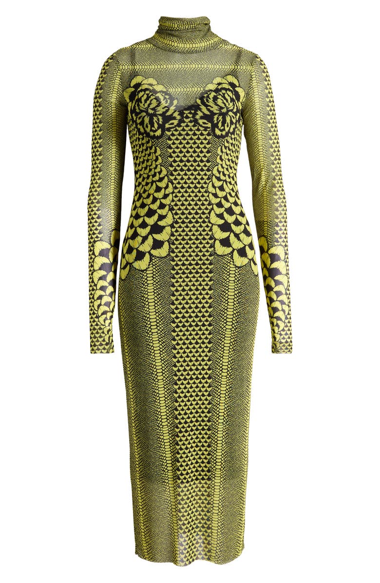 AFRM Shailene Mixed Print Long Sleeve Mesh Dress, Alternate, color, 