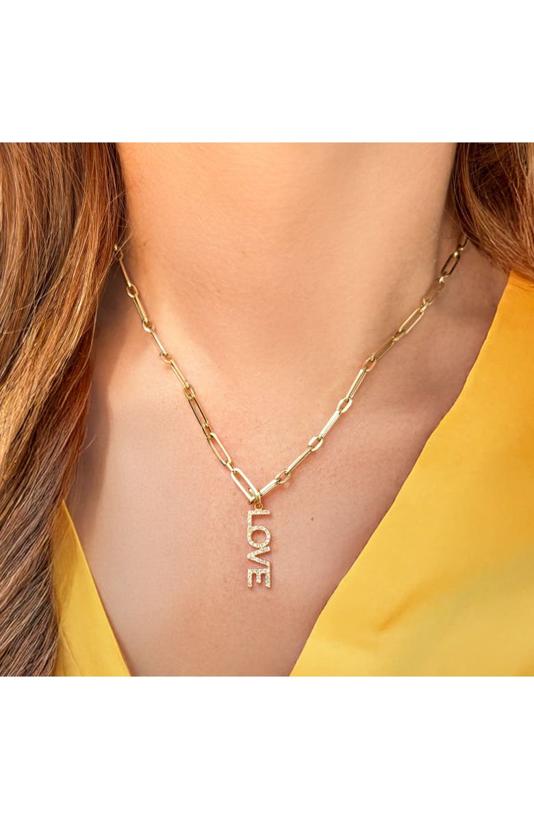 The Lovery Fine Jewelry Diamond Block Love Charm, Alternate, color, Yellow Gold