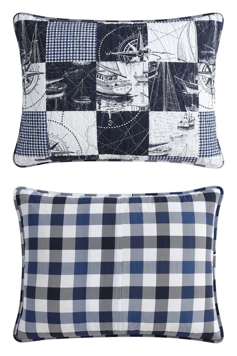 Sailors Patchwork Reversible Quilt Set, Alternate, color, CAPTAIN'S BLUE