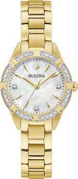 BULOVA Sutton Mother-of-Pearl & Diamond Bracelet Watch, 28mm