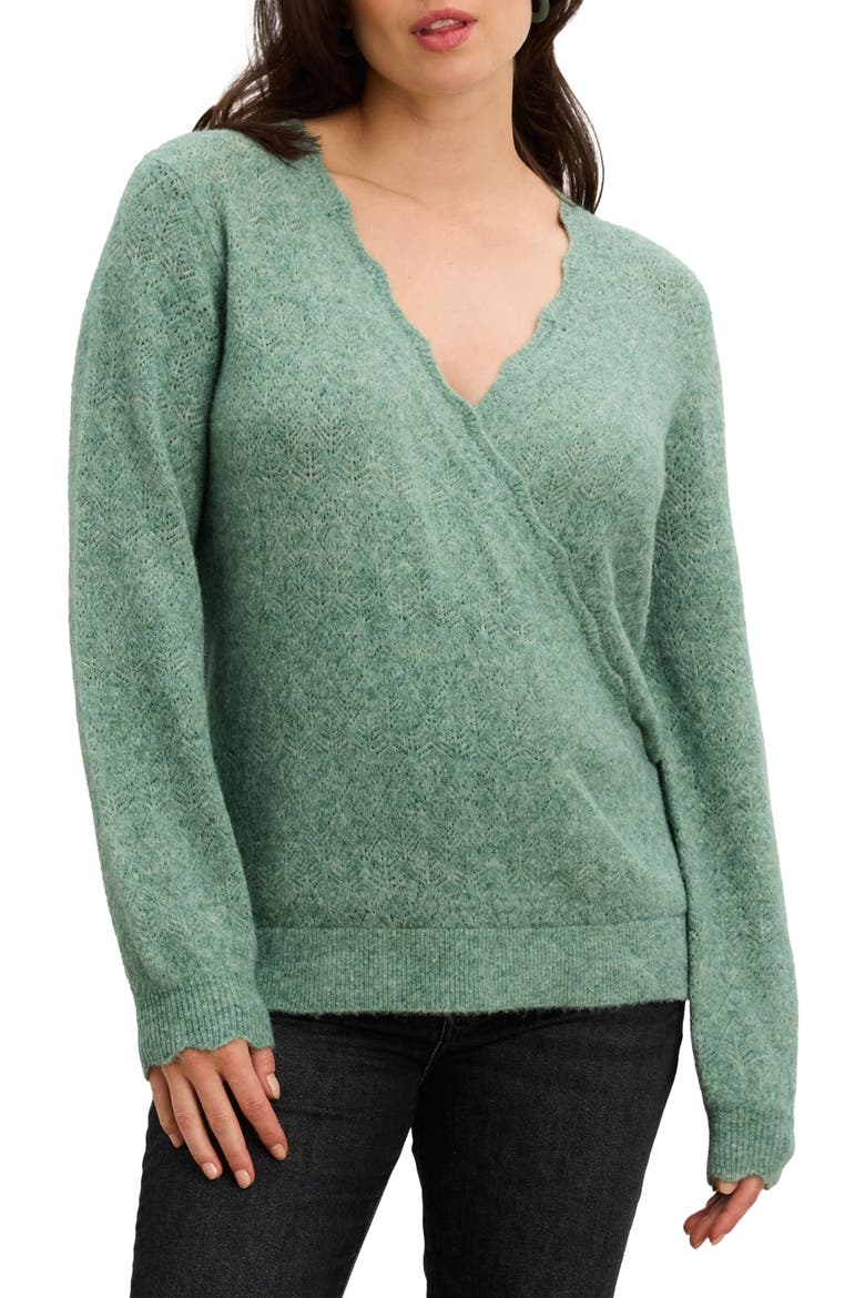 The Cozy Pointelle Snuggle Sweater, Main, color, Matcha