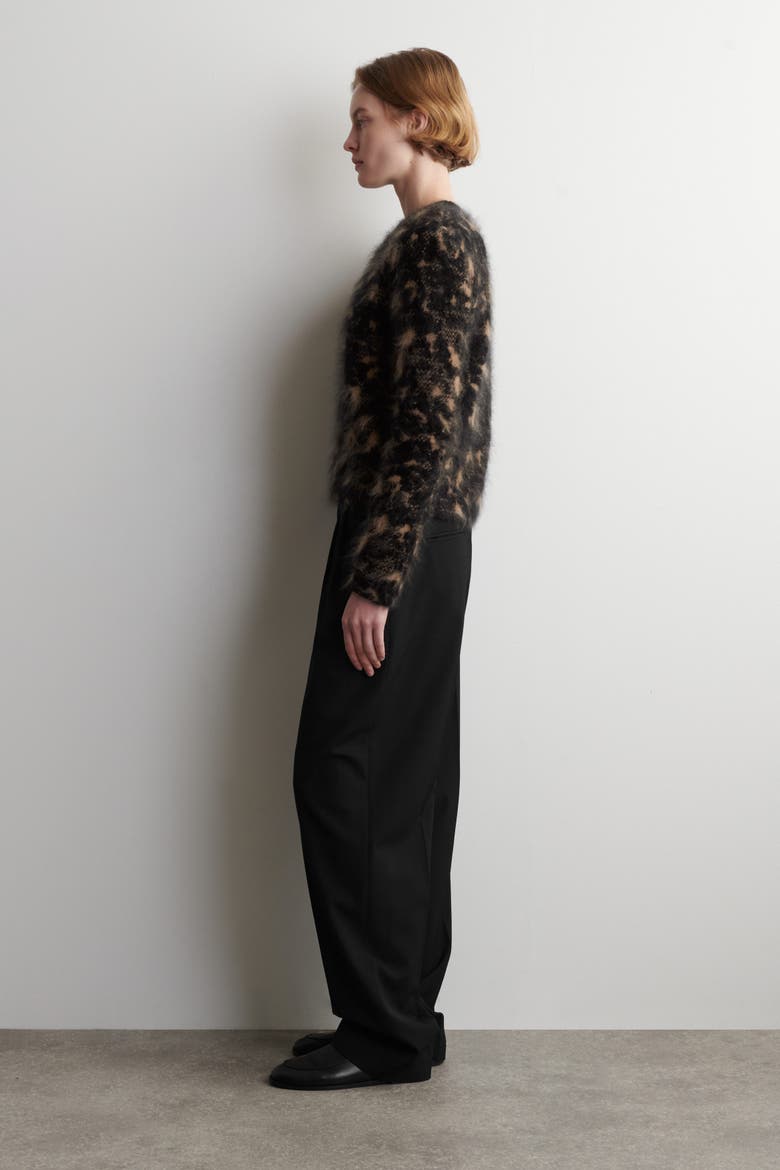 Animal Jacquard Merino Wool Sweater, Alternate, color, BLACK / BROWN