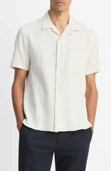 Provence Check Cotton Seersucker Camp Shirt