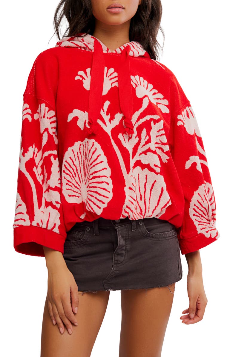 Free People Shell Bay Hoodie, Main, color, Cherry Combo