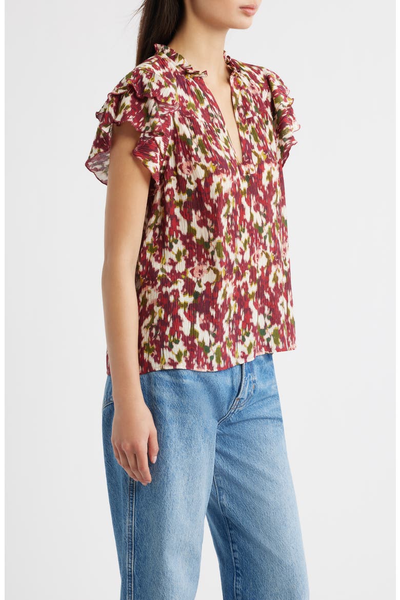 Calista Floral Flutter Sleeve Top, Alternate, color, CARDINAL FLORAL